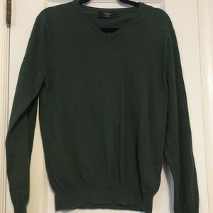 J Crew Women's Cotton With Cashmere Forest Green Sweater, Sz M